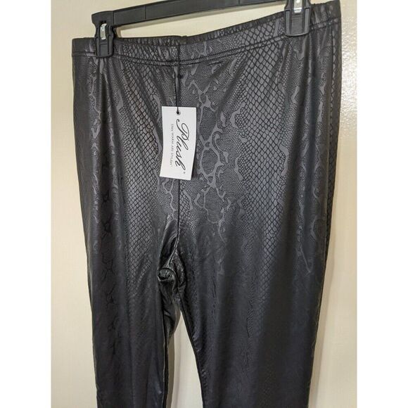 Plush Revolve Legging Liquid Black Fleece Lined Snakeskin High Rise Size XXL - Picture 8 of 13